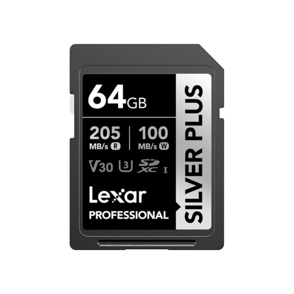 Lexar 64GB SDXC UHS-I V30 Silver Plus Memory Card Lexar 64GB SDXC UHS-I V30 Silver Plus Memory Card